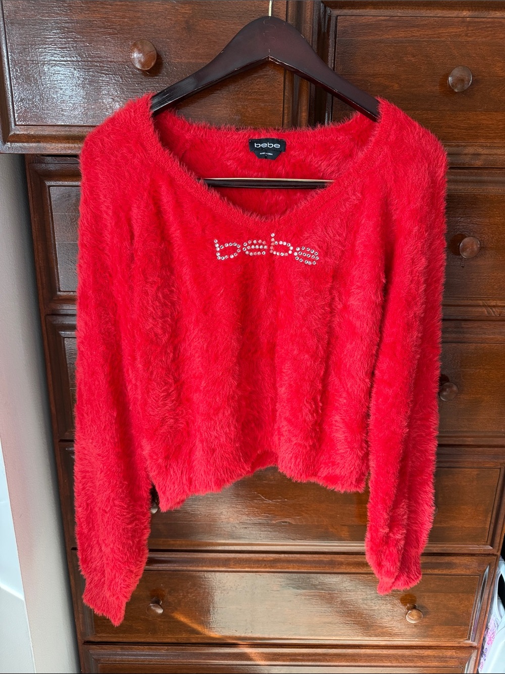 Red fuzzy red sweater